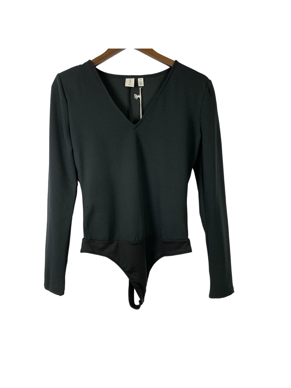 Joie | NWT Black Long Sleeve V-neck Thong Bodysuit